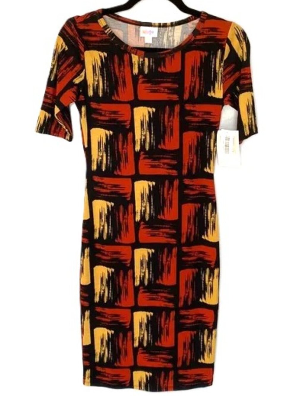 LuLaRoe Julia Pencil Dress XXS Multicolored Artsy Geometric Abstract
